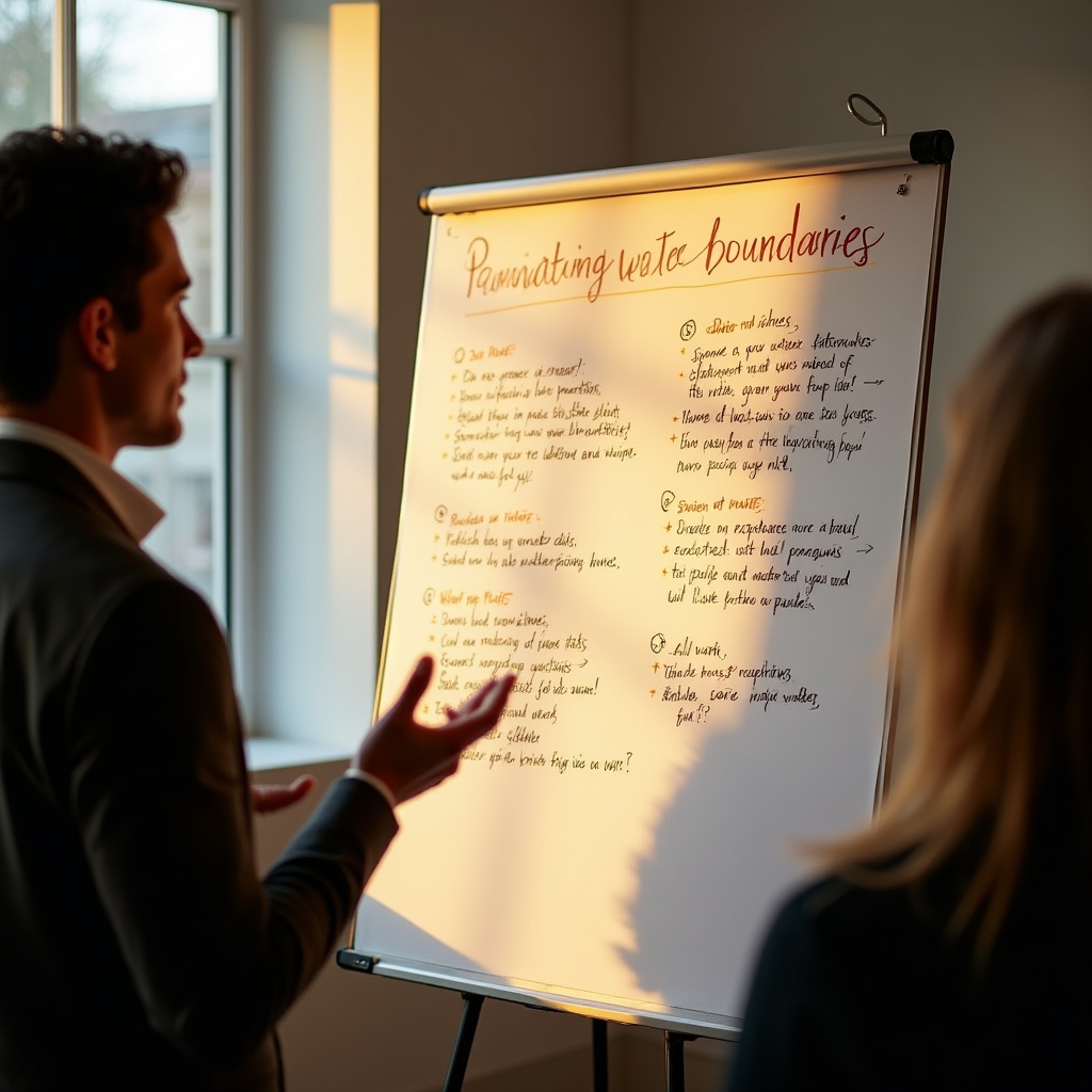 Flipchart mit handschriftlichen Notizen zu Formulierungen für ein klares Nein